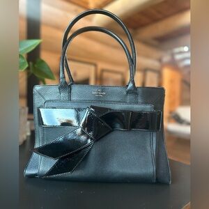 Kate Spade Black Leather Satchel with Bow